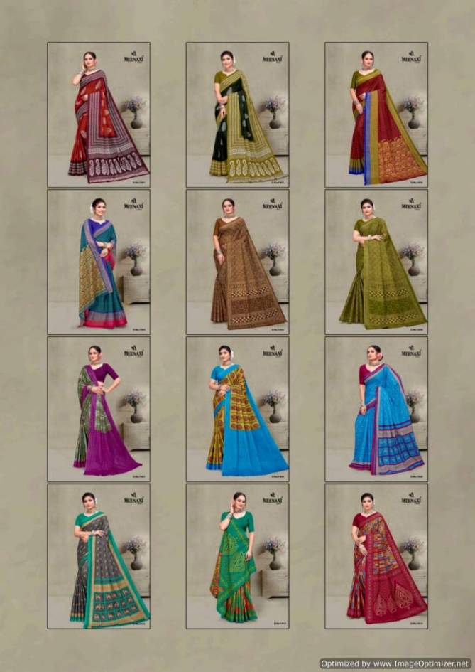Krishnaveni Vol 1 By Meenaxi Daily Wear Cotton Printed Sarees Wholesale Shop In Surat